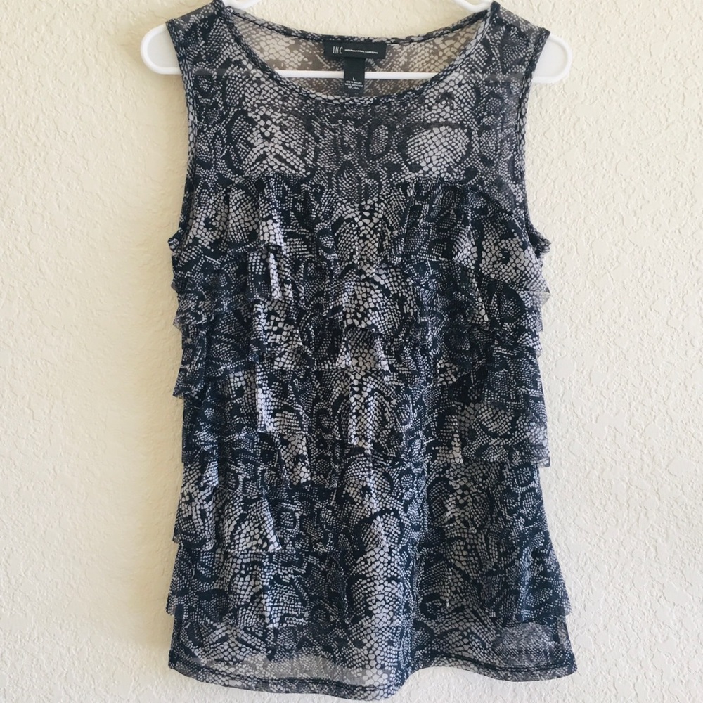 I.N.C. Black & white snake print sleeveless Top